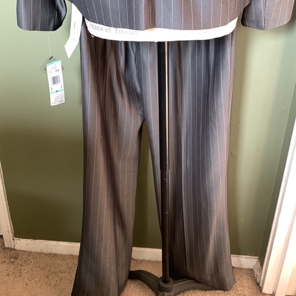 Beautiful pinstripe suit, BNWT, purchased from Macy’s, Size 8P, Color is slate. - Picture 15 of 16